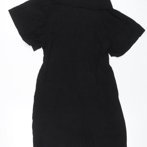 Vero Moda Women Black XS Roll Neck Short Sleeve Sweater Dress
