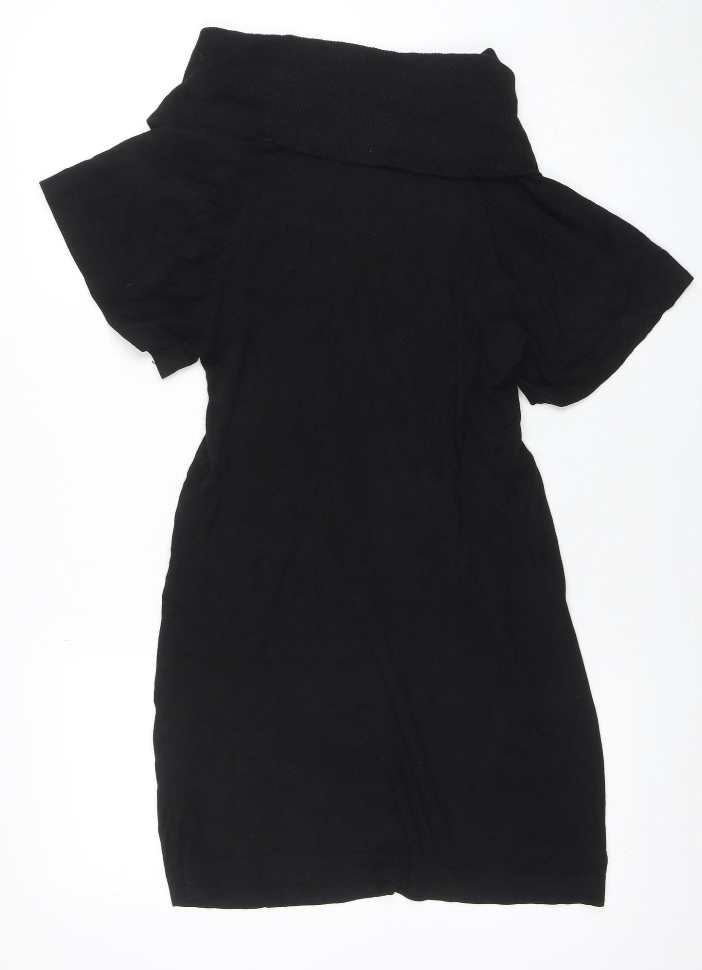 Vero Moda Women Black XS Roll Neck Short Sleeve Sweater Dress
