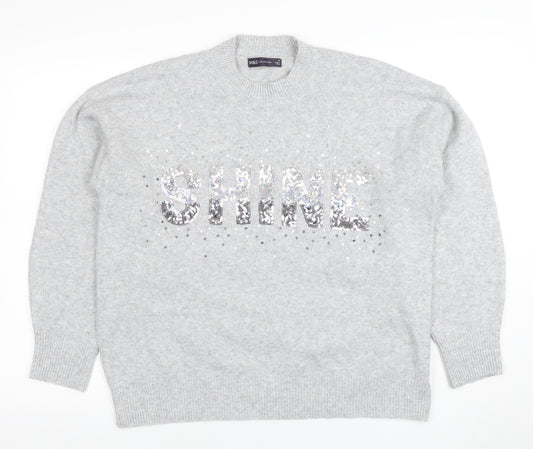 Marks and Spencer Womens Grey Sequin SHINE Jumper Medium