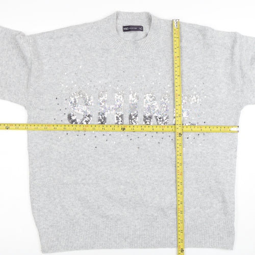 Marks and Spencer Womens Grey Sequin SHINE Jumper Medium