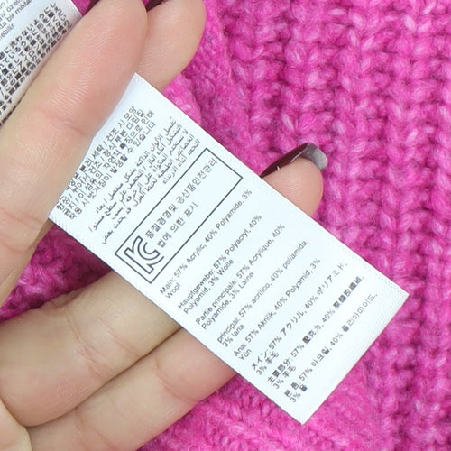 Joules Women's Pink Mock Neck Chunky Knit Jumper UK 10 Acrylic Blend