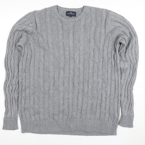 Blue Harbour Men's Grey Cotton Cable-Knit Jumper M