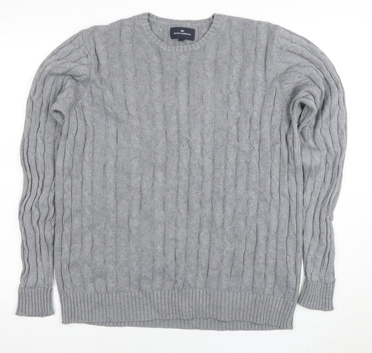 Blue Harbour Men's Grey Cotton Cable-Knit Jumper M