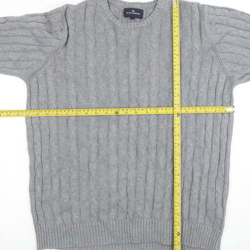 Blue Harbour Men's Grey Cotton Cable-Knit Jumper M