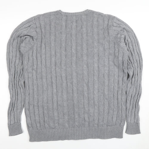 Blue Harbour Men's Grey Cotton Cable-Knit Jumper M