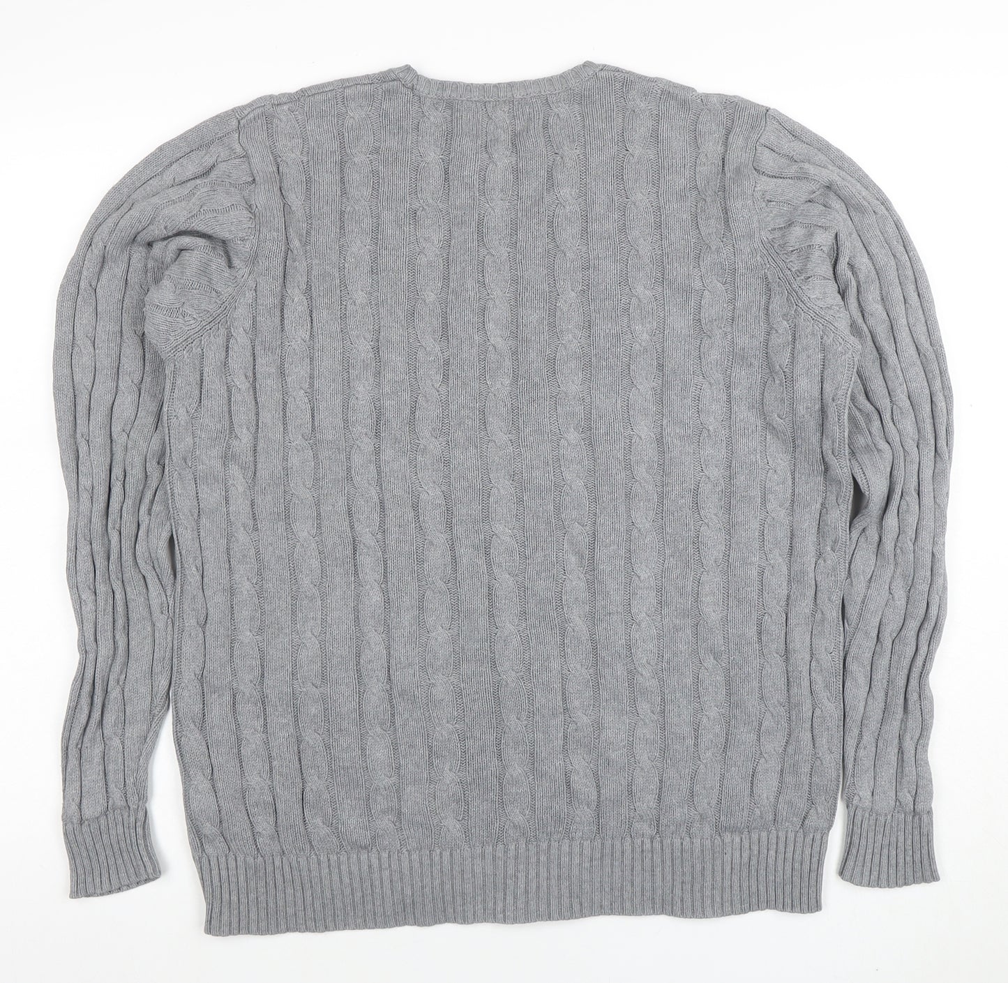 Blue Harbour Men's Grey Cotton Cable-Knit Jumper M