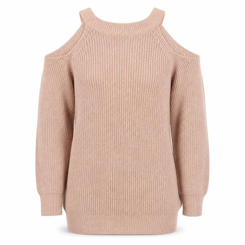Boohoo Women’s Beige Cold Shoulder Knit Jumper Size S