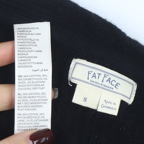 Fat Face Women's Black Sleeveless Cardigan Knit Vest Size S