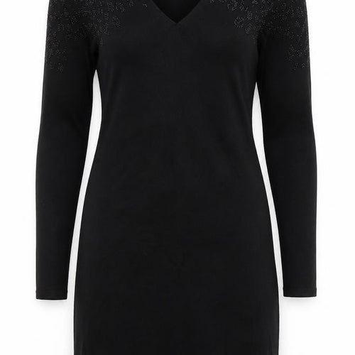 Monsoon Womens Black Beaded Knit Bodycon Dress Size S Long Sleeve