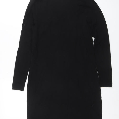 Monsoon Womens Black Beaded Knit Bodycon Dress Size S Long Sleeve