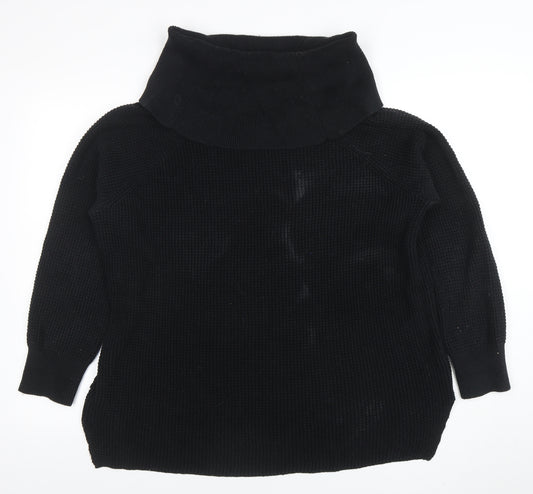 Michael Kors Women's Black Cowl Neck Chunky Knit Pullover Jumper XL
