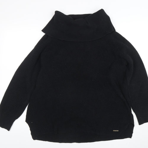 Michael Kors Women's Black Cowl Neck Chunky Knit Pullover Jumper XL