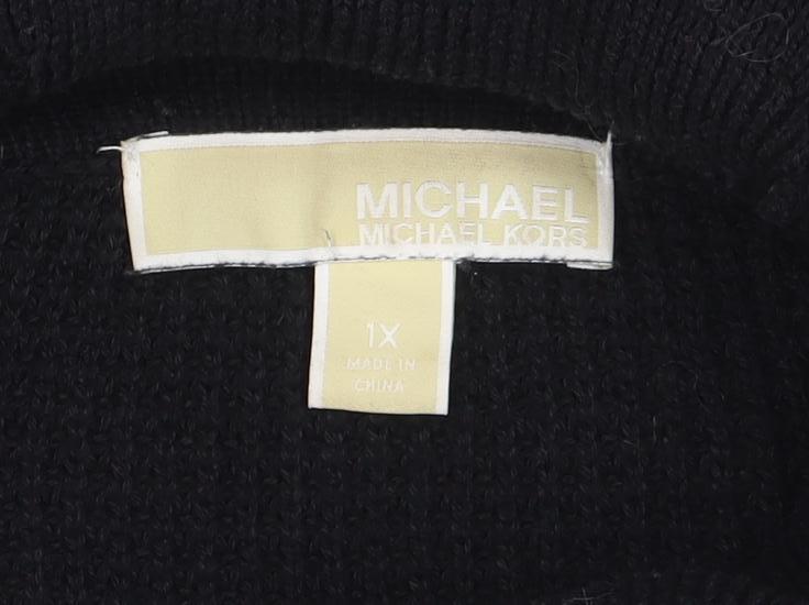 Michael Kors Women's Black Cowl Neck Chunky Knit Pullover Jumper XL