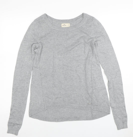 Hollister Womens Grey Crew Neck Cotton Blend Jumper Size S