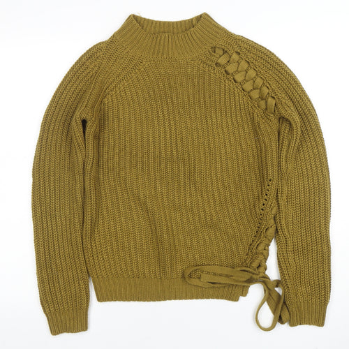 Vero Moda Women’s Green Chunky Knit High Neck Pullover Jumper M