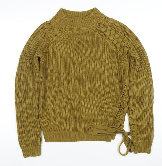 Vero Moda Women’s Green Chunky Knit High Neck Pullover Jumper M