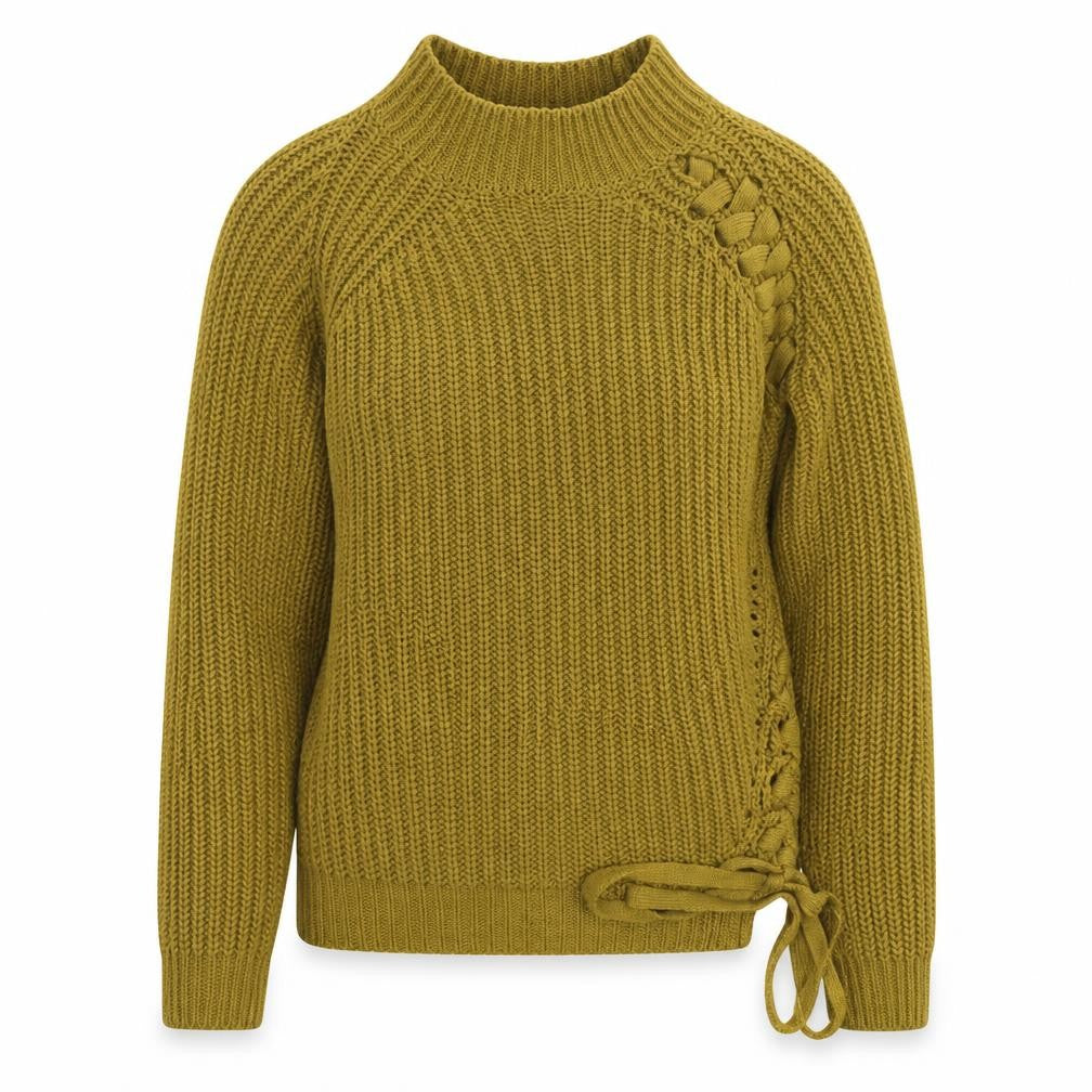 Front view of Vero Moda Women’s Green Chunky Knit High Neck jumper M
