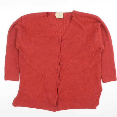 Spirit of the Andes Womens Red Alpaca Cardigan Size S V-Neck Button Up
