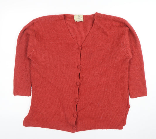 Spirit of the Andes Womens Red Alpaca Cardigan Size S V-Neck Button Up