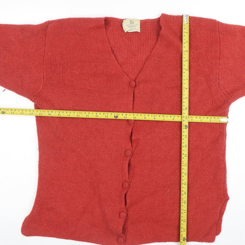 Spirit of the Andes Womens Red Alpaca Cardigan Size S V-Neck Button Up
