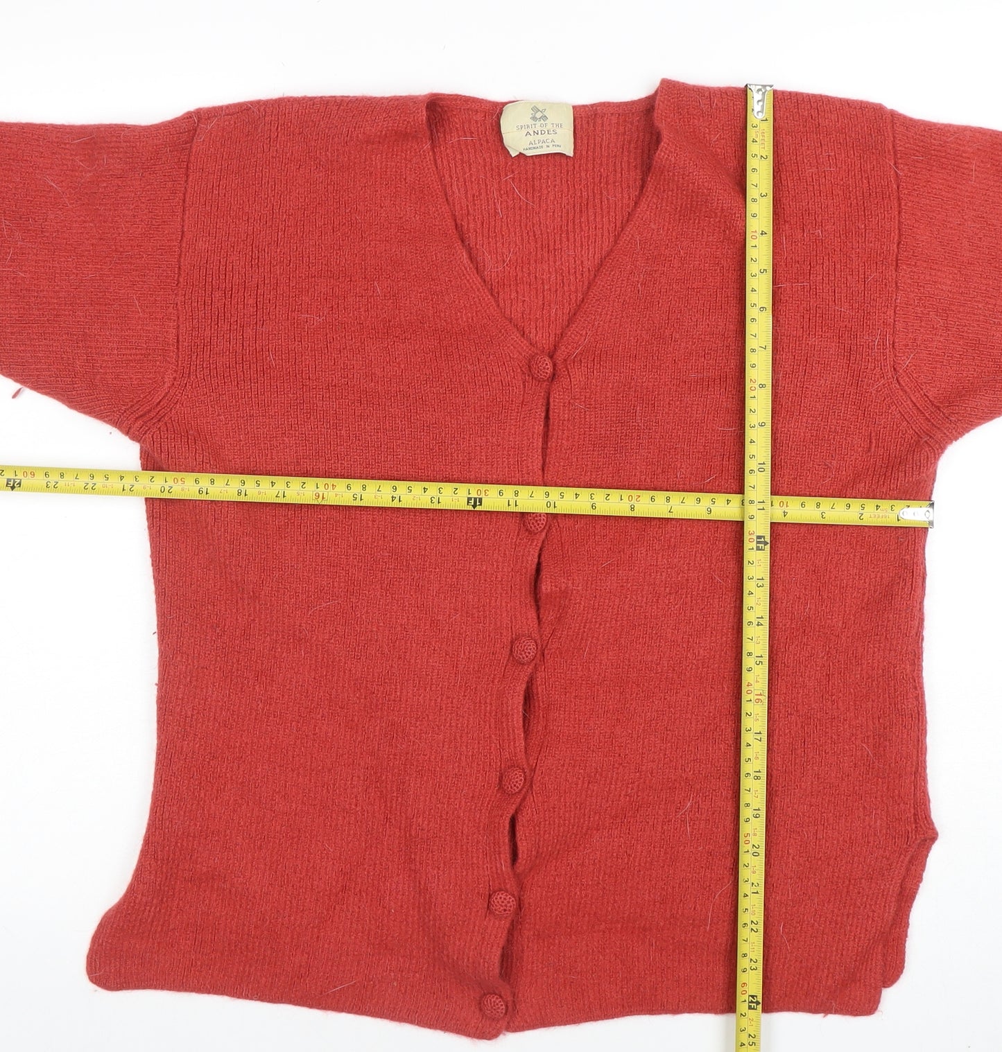 Spirit of the Andes Womens Red Alpaca Cardigan Size S V-Neck Button Up
