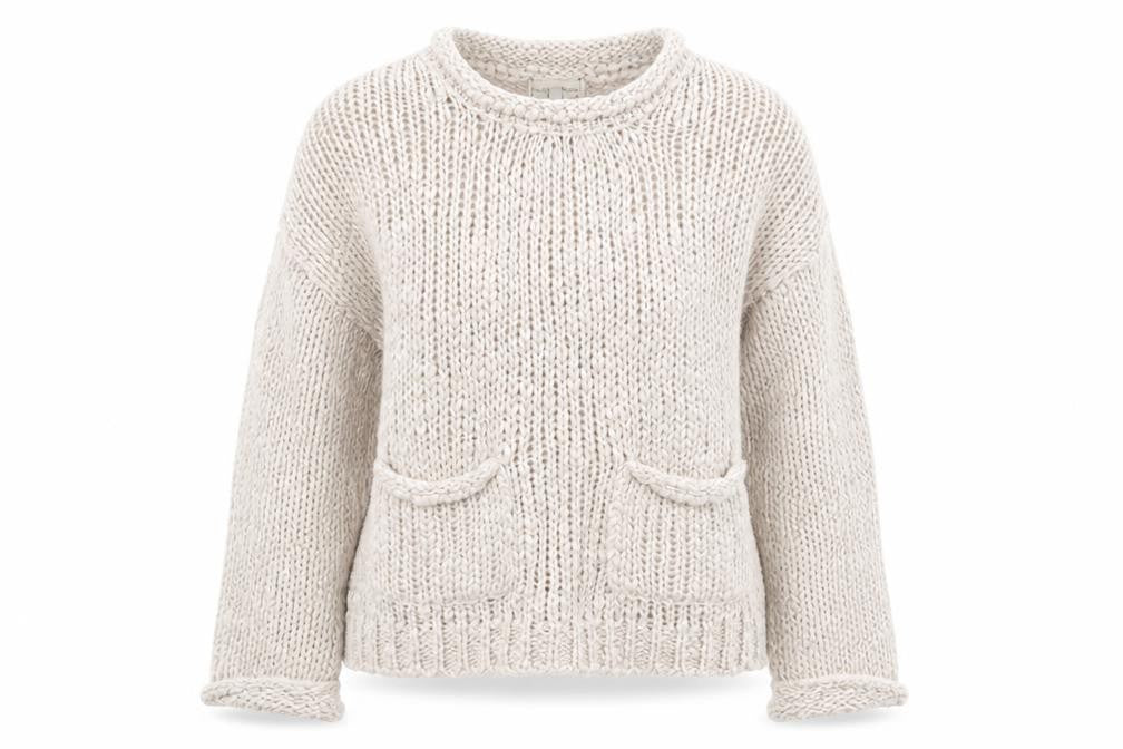 Front view of New Look Women's Beige Chunky Knit Crew Neck Jumper, size M
