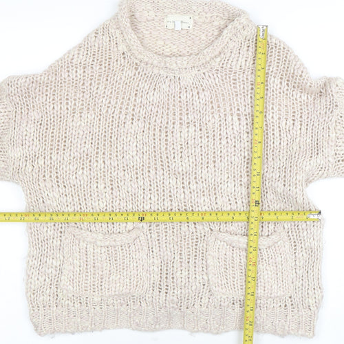 New Look Women's Beige Chunky Knit Crew Neck Jumper Size M