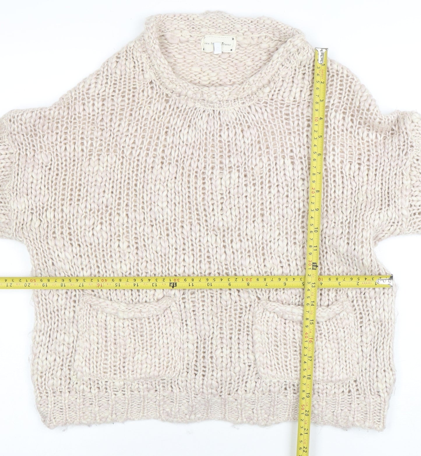 New Look Women's Beige Chunky Knit Crew Neck Jumper Size M