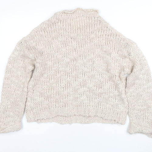 New Look Women's Beige Chunky Knit Crew Neck Jumper Size M