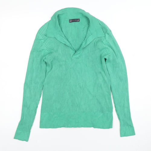 Marks and Spencer Women’s Green Collared Knit Long Sleeve Top Size 16