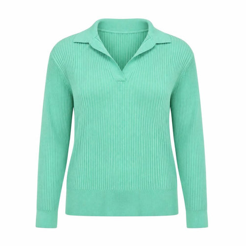 Marks and Spencer Women’s Green Collared Knit Long Sleeve Top Size 16