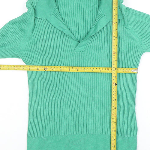 Marks and Spencer Women’s Green Collared Knit Long Sleeve Top Size 16
