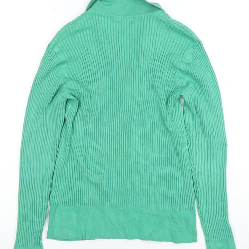 Marks and Spencer Women’s Green Collared Knit Long Sleeve Top Size 16