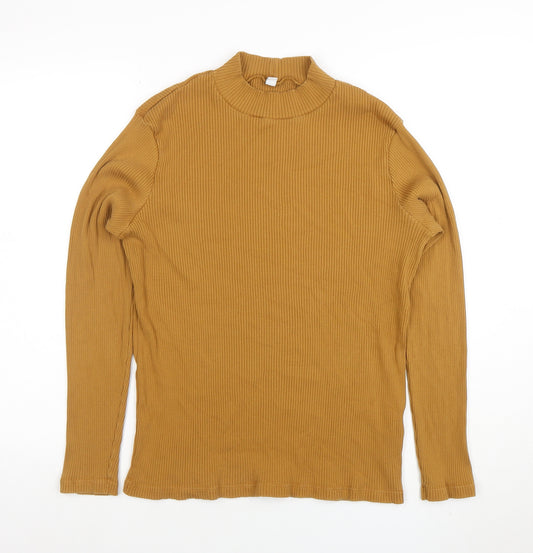 Uniqlo Women’s Brown Ribbed Mock Neck Long Sleeve Top XL