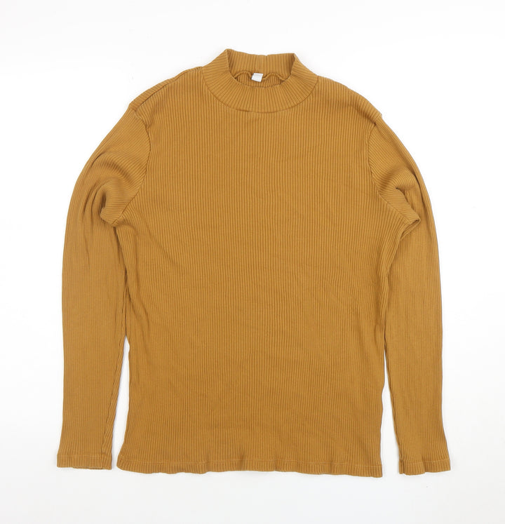 Uniqlo Women’s Brown Ribbed Mock Neck Long Sleeve Top XL