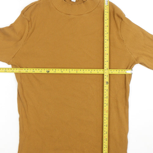 Uniqlo Women’s Brown Ribbed Mock Neck Long Sleeve Top XL