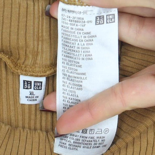 Uniqlo Women’s Brown Ribbed Mock Neck Long Sleeve Top XL