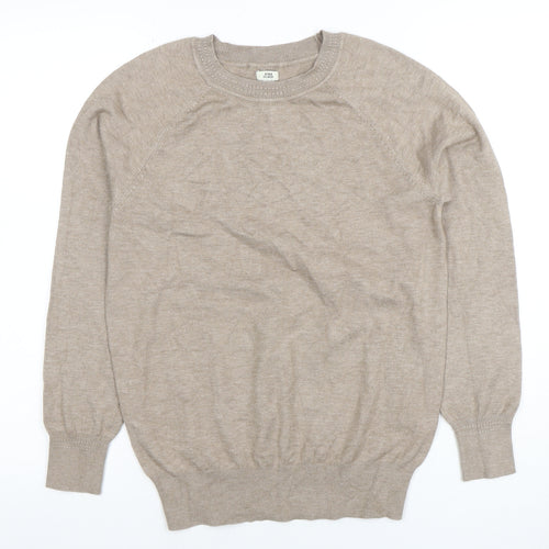 River Island Women’s Beige Knit Long Sleeve Crew Neck Top XS