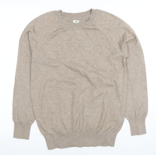 River Island Women’s Beige Knit Long Sleeve Crew Neck Top XS