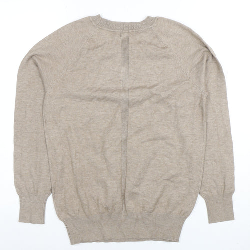 River Island Women’s Beige Knit Long Sleeve Crew Neck Top XS