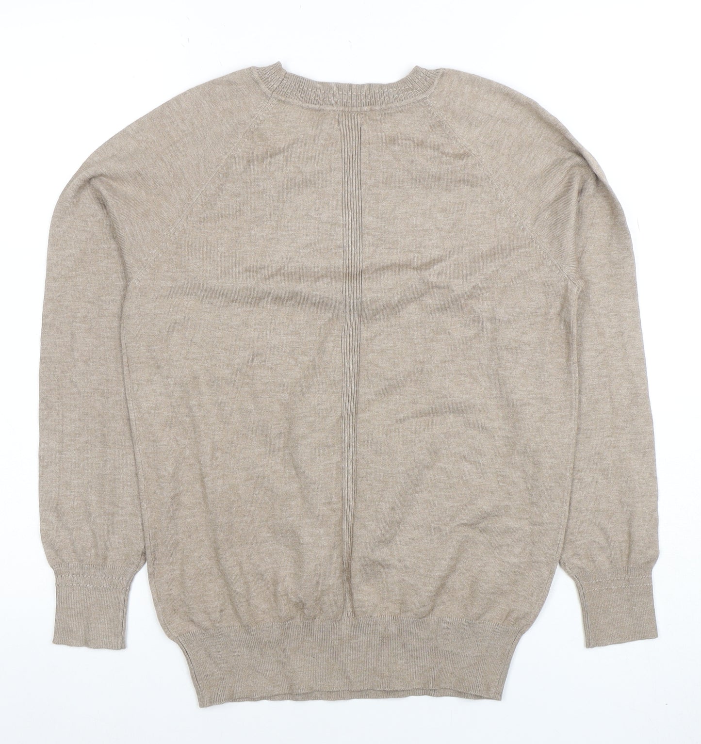 River Island Women’s Beige Knit Long Sleeve Crew Neck Top XS