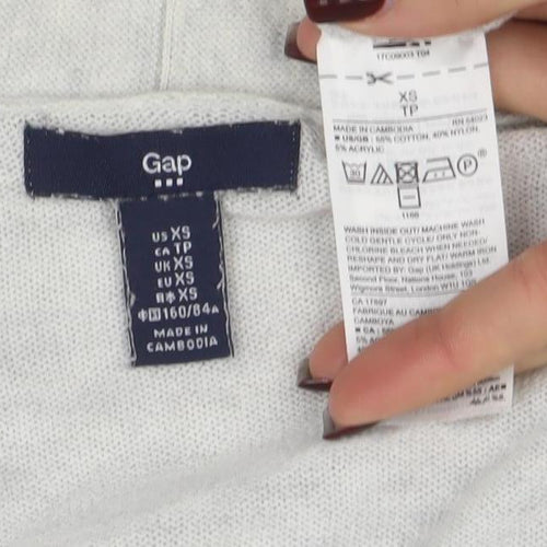 GAP Women's Grey Cotton Blend Open Front Cardigan XS