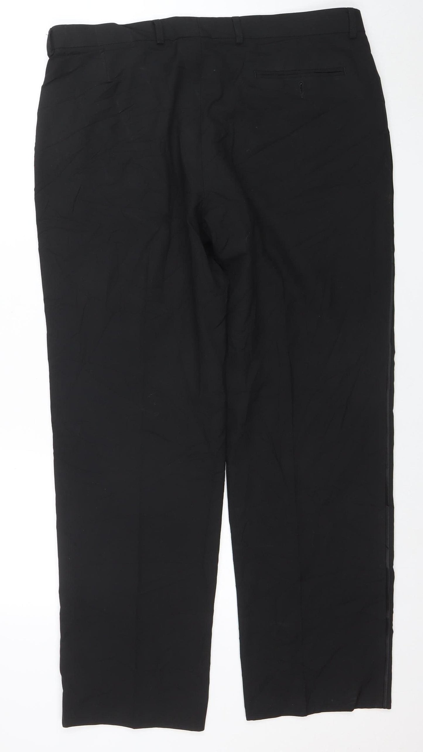 Marks and Spencer Men's Black 38x31 Regular Fit Dress Trousers