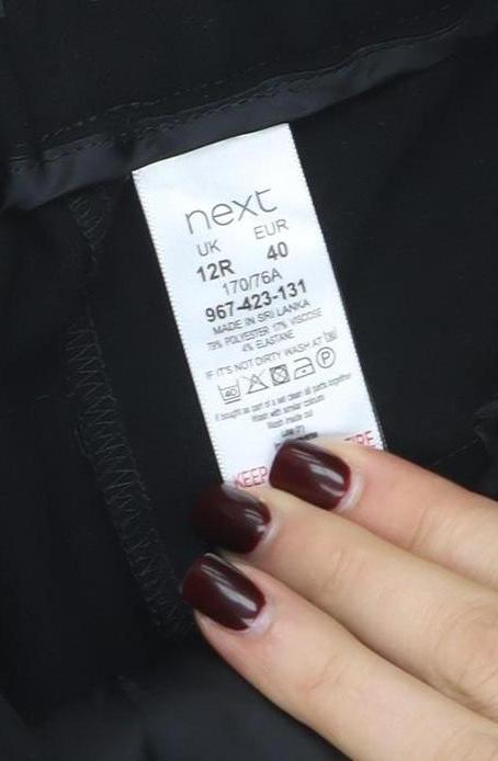 Next Women’s Black Slim Fit Stretch Trousers Size 12 Regular