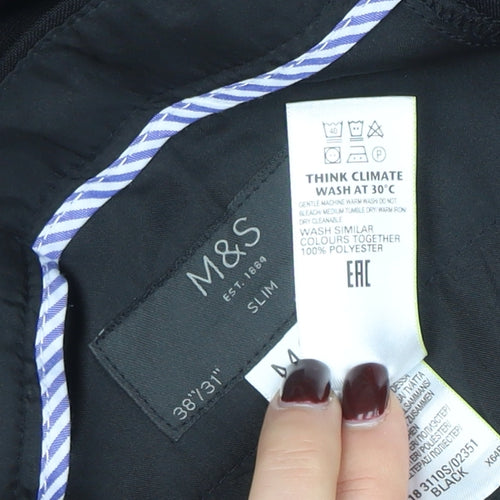 Marks and Spencer Men's Black Slim Fit Dress Pants 38x31