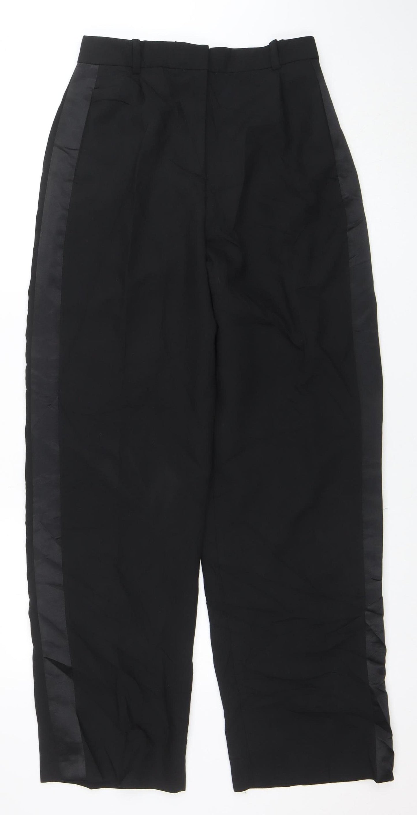 Zara Women's Black Mid Rise Straight Leg Trousers Size M