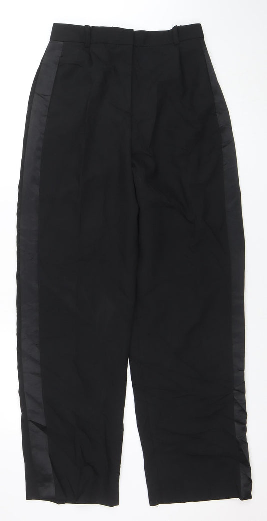 Zara Women's Black Mid Rise Straight Leg Trousers Size M