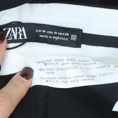 Zara Women's Black Mid Rise Straight Leg Trousers Size M
