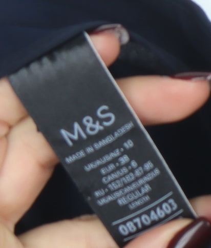 Marks and Spencer Women's Navy Blue Size 10 Stretch Work Trousers