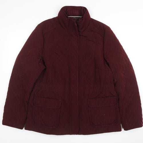 Monsoon Womens Red Quilted Jacket Size 18 Lined Full Zip Winter Coat
